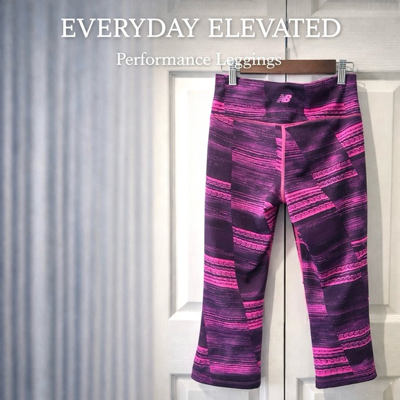 New Balance Pants - New Balance High-Rise Cropped Leggings | Purple Pink Print | Size M